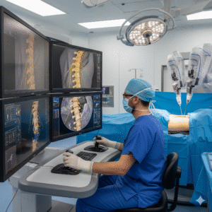 Endoscopic endonasal approach for brain tumor removal, a minimally invasive neurosurgery technique.