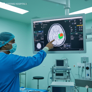 Best brain tumor surgeon in India Dr Aditya Gupta performing advanced neurosurgery at Artemis Hospital Gurgaon.